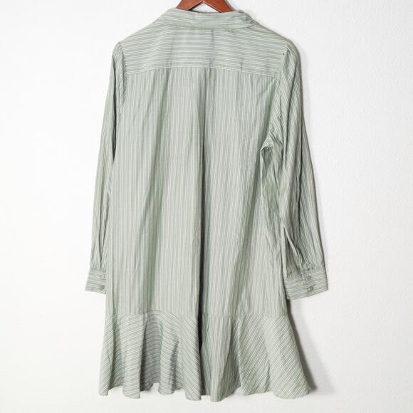 Tuckernuck Striped Shirt Dress Green Button Front Size L Coastal Grandma - Picture 2 of 6